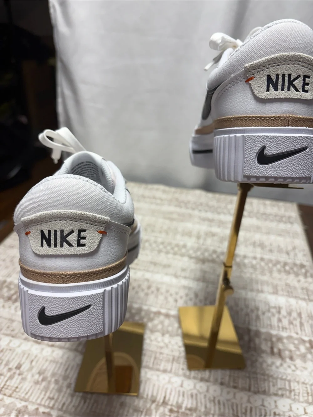 Nike White/Black/Hemp Court Legacy Lift Sneakers